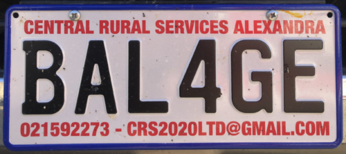 Central Rural Services Alexandra BAL4GE number plate